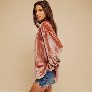 Free People Luxy Velvet Oversized Pullover Pink M